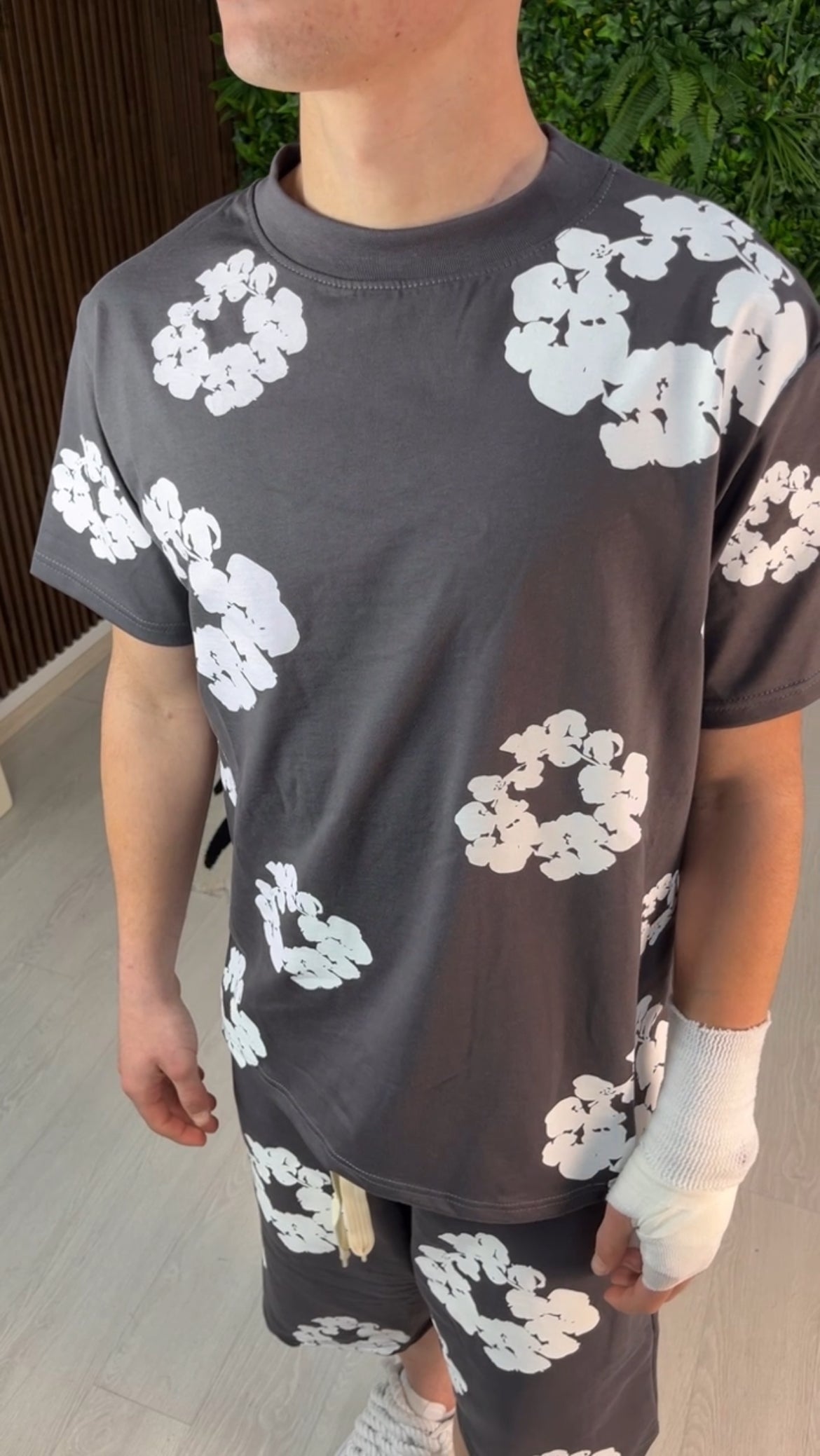 COMPLETO CORTO FLOWER PIOMBO