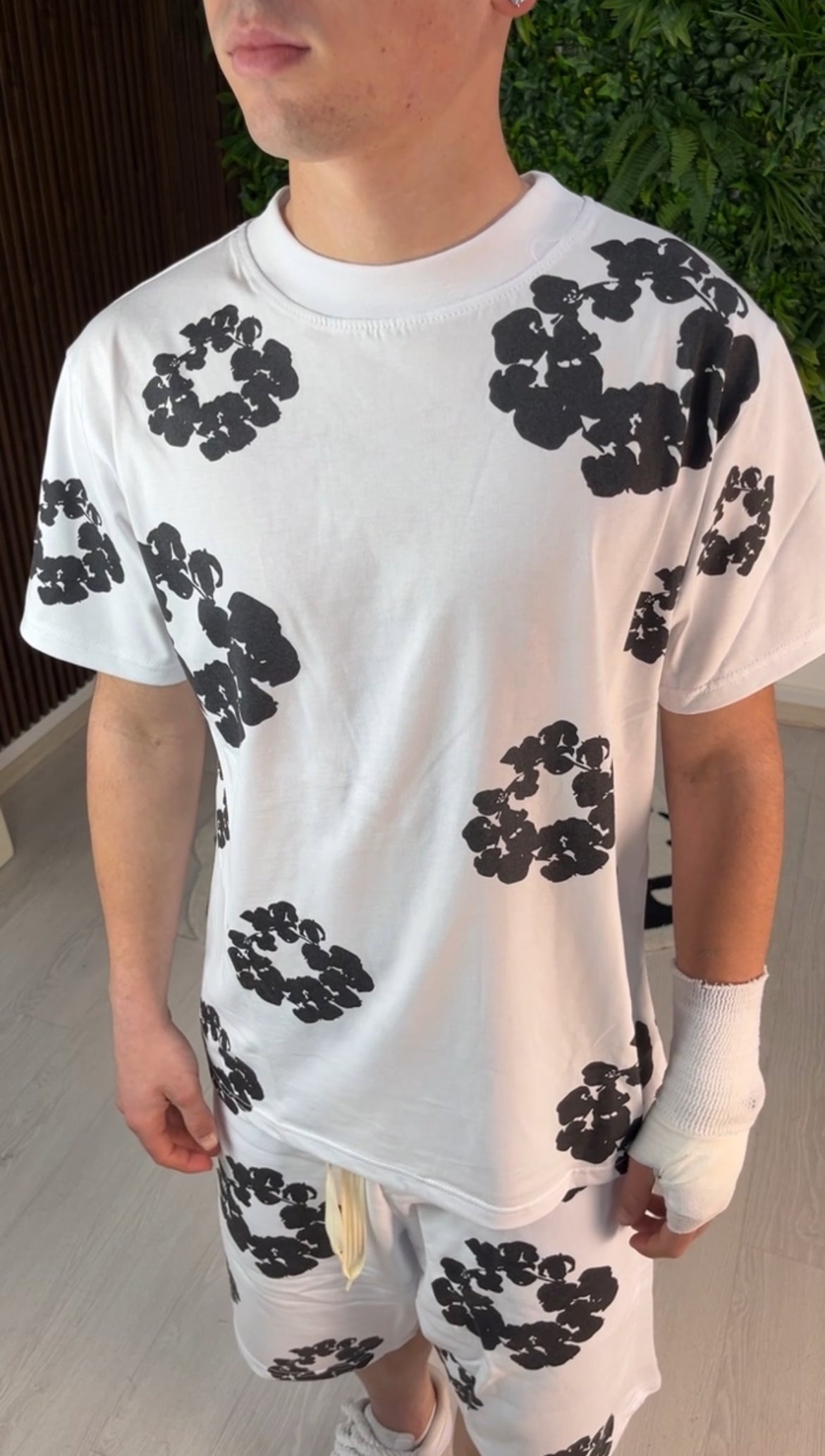 COMPLETO CORTO FLOWER BIANCO