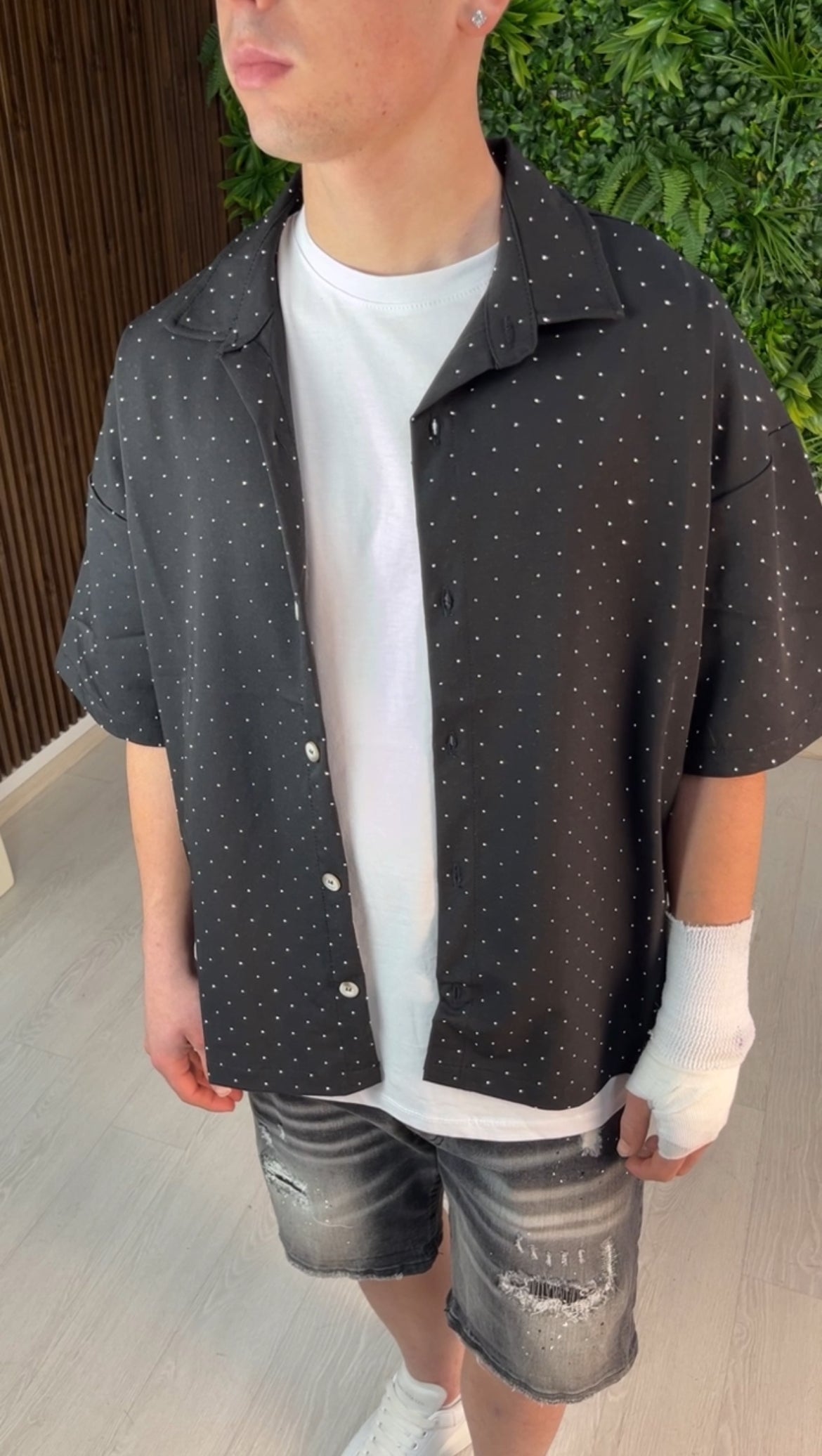 CAMICIA CON STRASS NERA