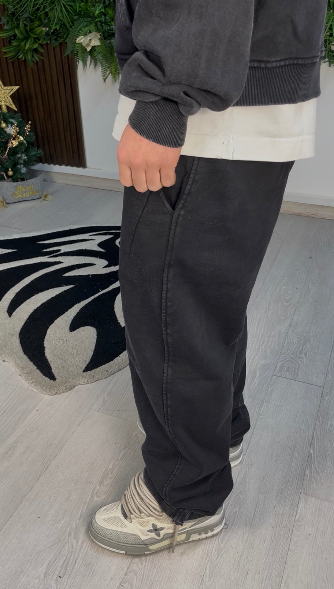 WASHED FLEX PANTS BLACK