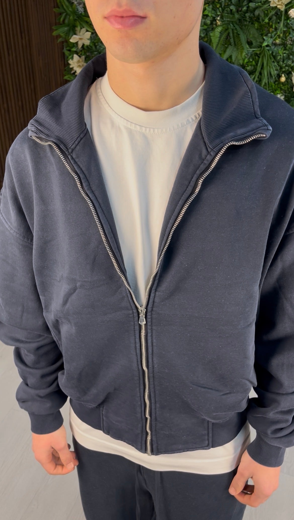 WASHED ZIP DARK BLUE
