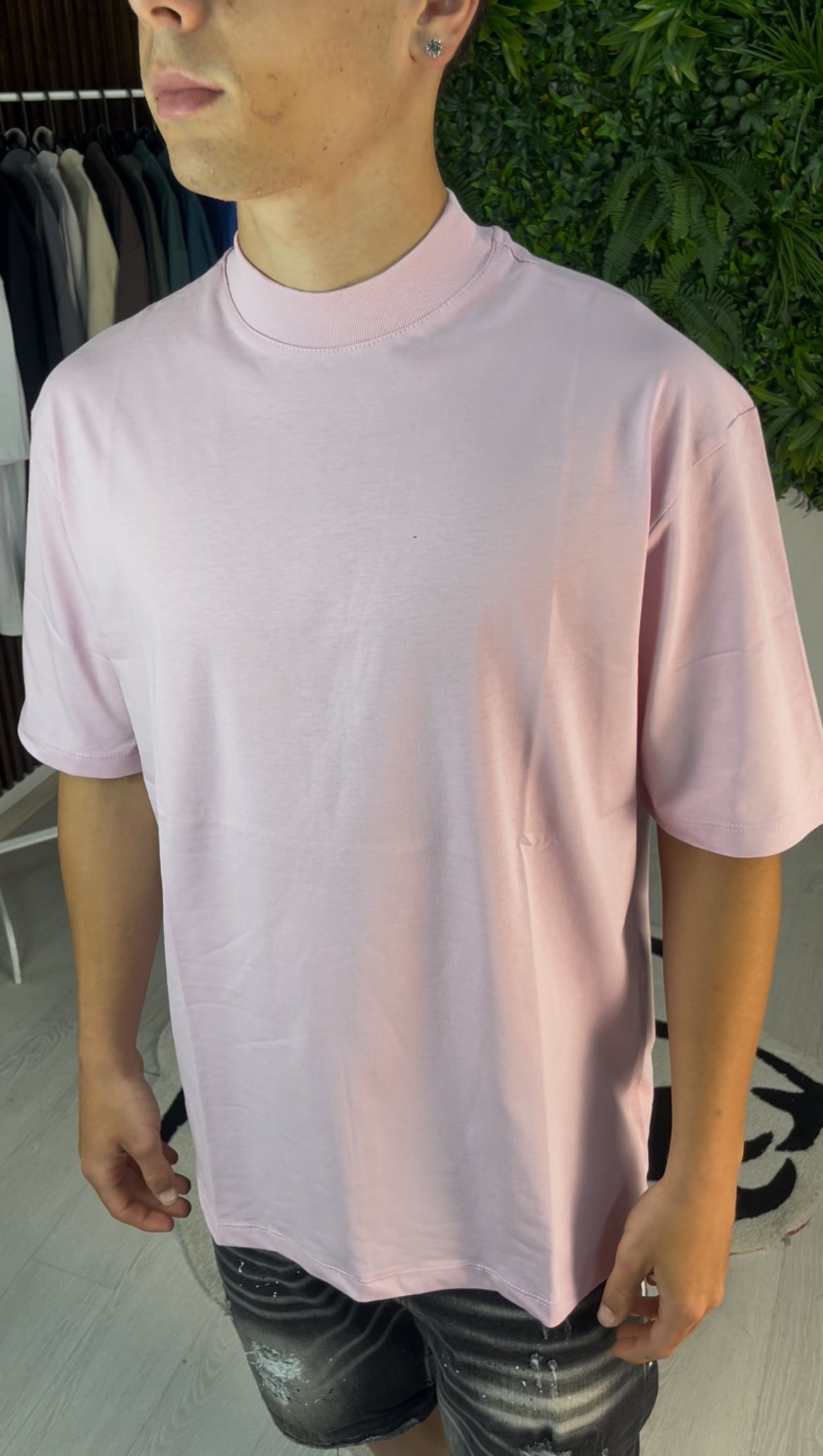 T-SHIRT COLLO ALTO ROSA