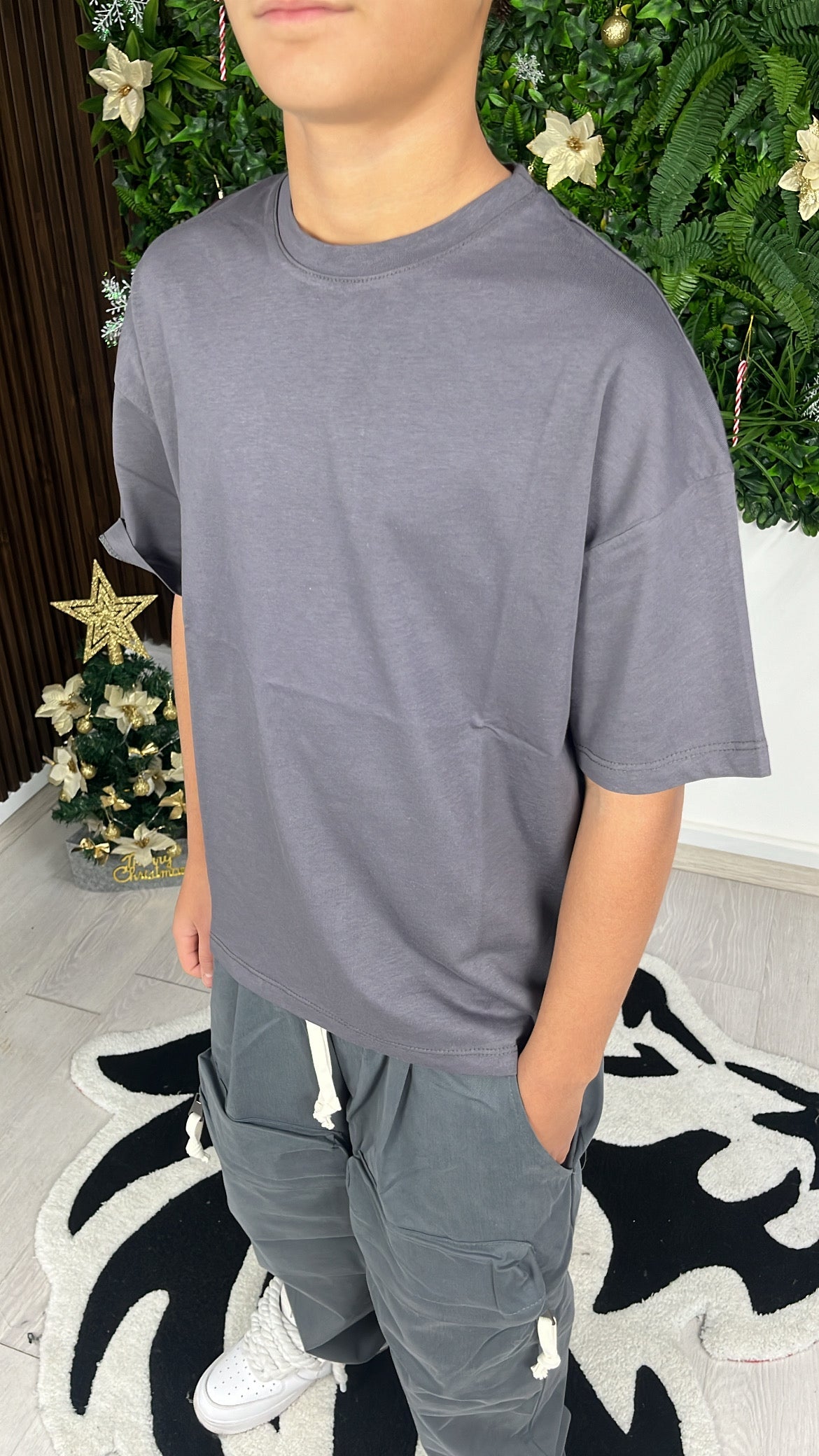 T-SHIRT GIROCOLLO PIOMBO