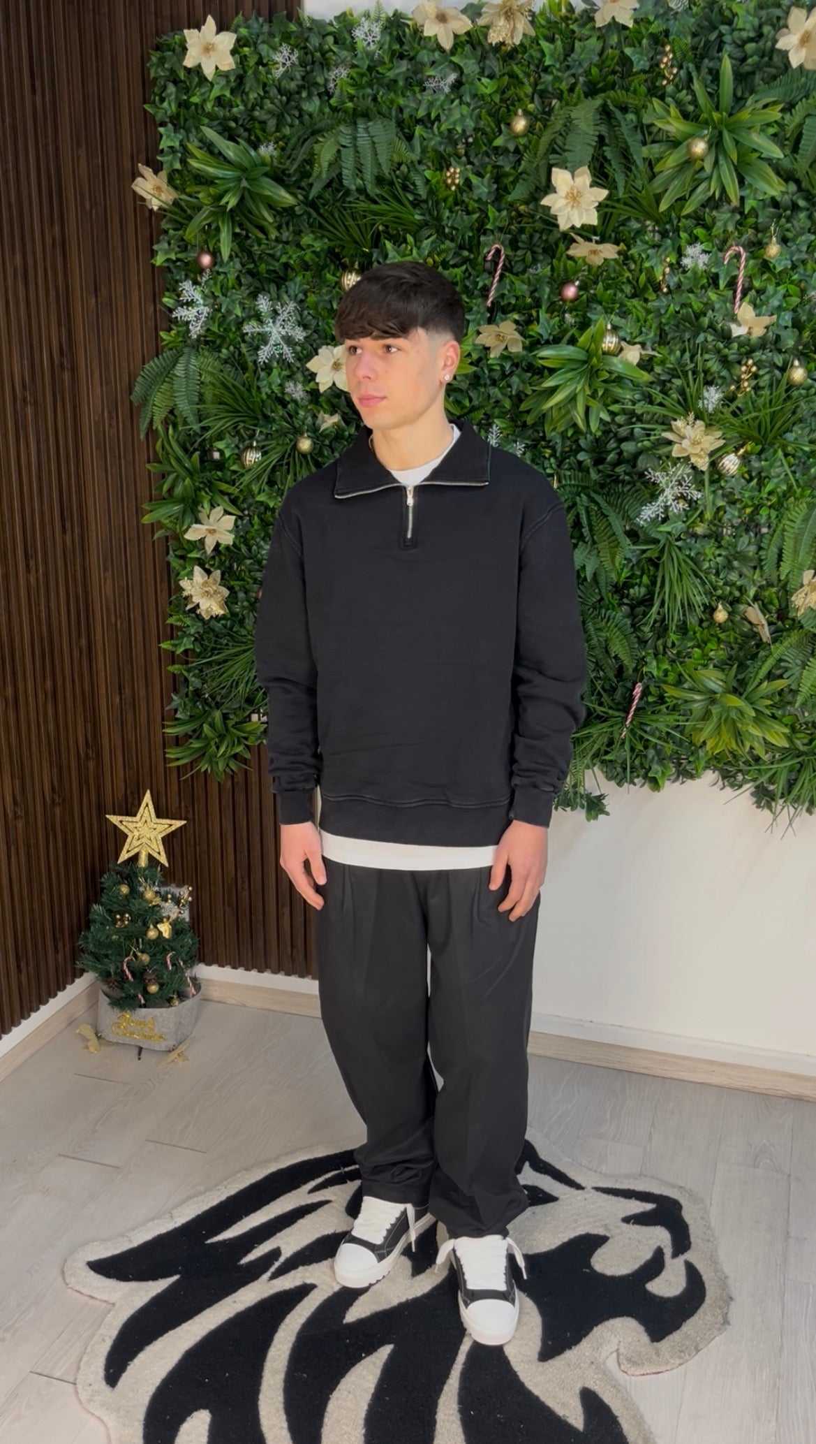 WASHED QUARTER ZIP BLACK