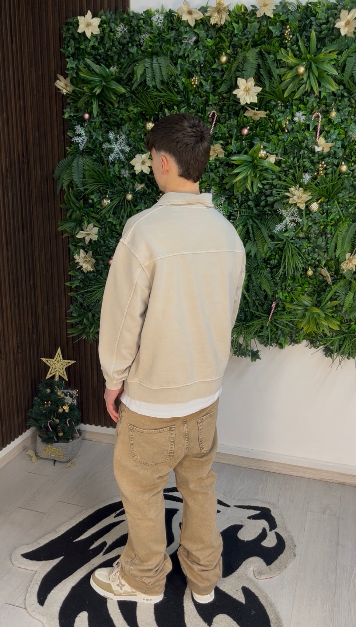 WASHED QUARTER ZIP BEIGE