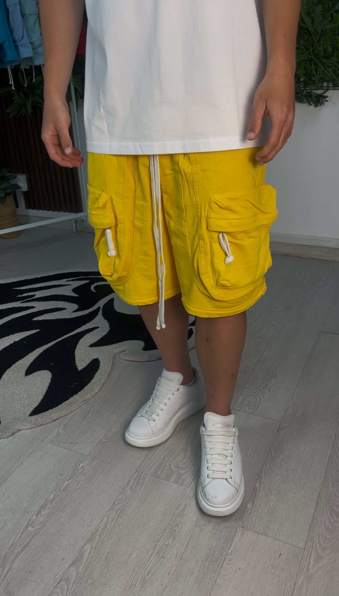 FRONT CARGO CORTO IN COTONE GIALLO