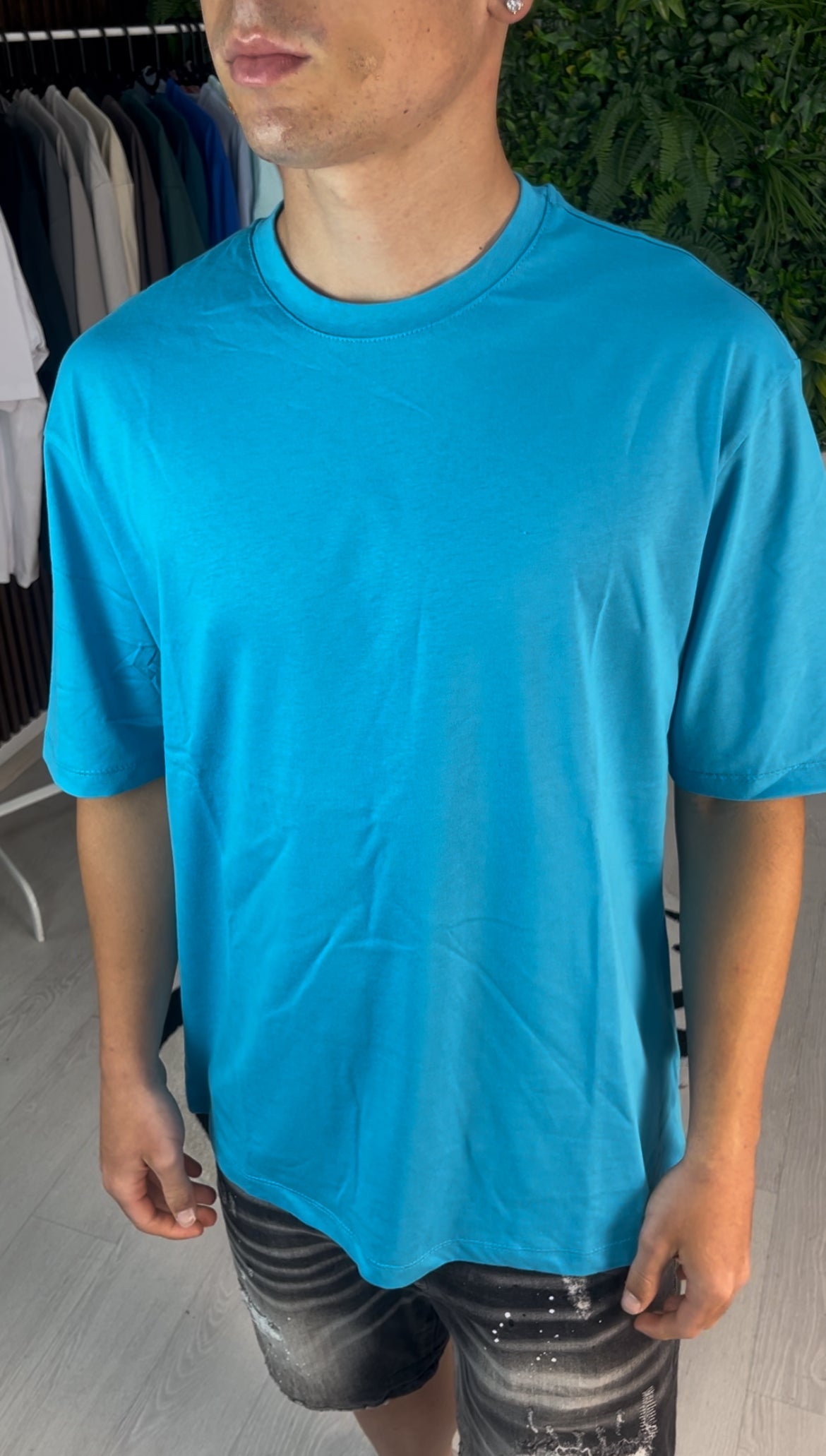 T-SHIRT GIROCOLLO TURCHESE