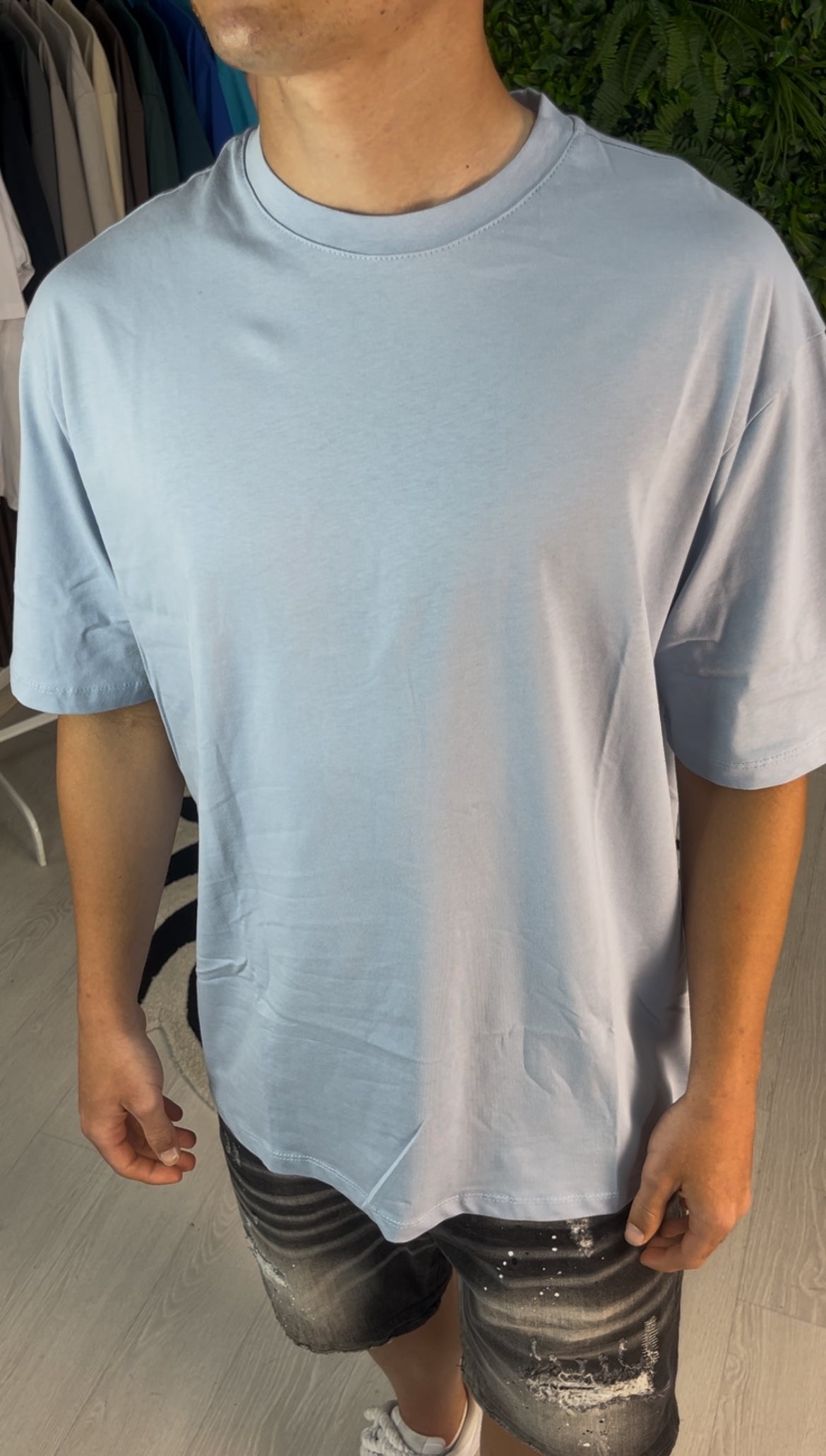 T-SHIRT GIROCOLLO CELESTE