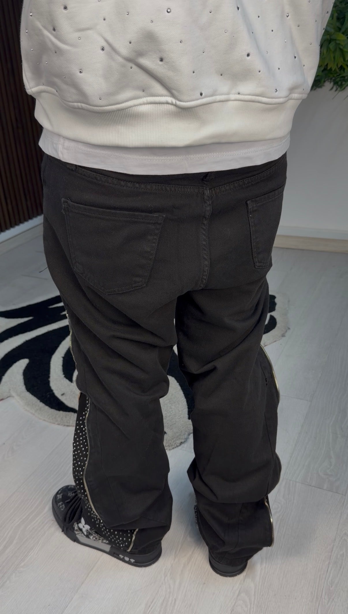 JEANS FLARE STRASS BLACK